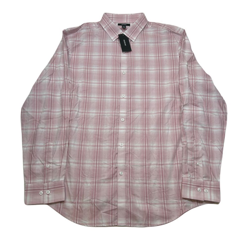 Alfani Pink Plaid Button Down Shirt‎ Mens Large Casual Business $60